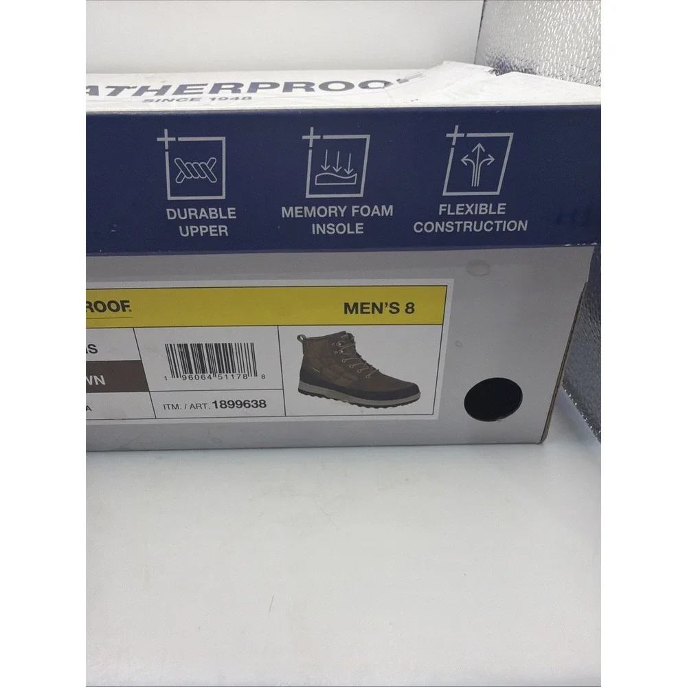 Weatherproof Jenkins Snow Boots Men's Brown Lace Up Lightweight Comfort Size 8.